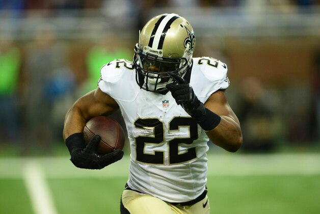Oct 19, 2014; Detroit, MI, USA; New Orleans Saints running back Mark Ingram (22) against the Detroit Lions at Ford Field. Lions defeated the Saints 24-23. Mandatory Credit: Andrew Weber-USA TODAY Sports