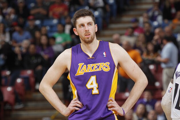 SACRAMENTO, CA - APRIL 2: Ryan Kelly #4 of the Los Angeles Lakers in a game against the Sacramento Kings on April 2, 2014 at Sleep Train Arena in Sacramento, California. NOTE TO USER: User expressly acknowledges and agrees that, by downloading and or using this photograph, User is consenting to the terms and conditions of the Getty Images Agreement. Mandatory Copyright Notice: Copyright 2014 NBAE (Photo by Rocky Widner/NBAE via Getty Images)