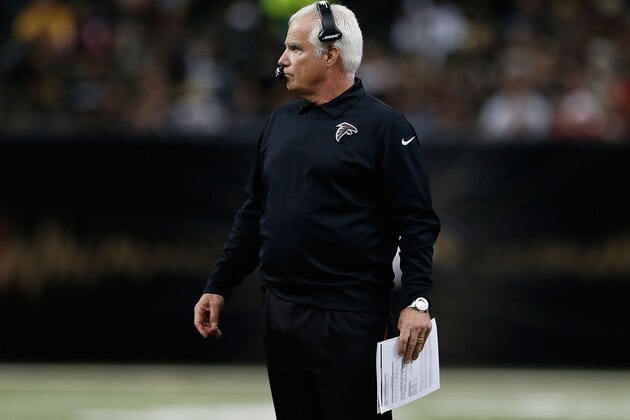 NEW ORLEANS, LA - DECEMBER 21:  Head coach Mike Smith of the Atlanta Falcons watches action during the fourth quarter of a game against the New Orleans Saints at the Mercedes-Benz Superdome on December 21, 2014 in New Orleans, Louisiana.  (Photo by Sean Gardner/Getty Images)