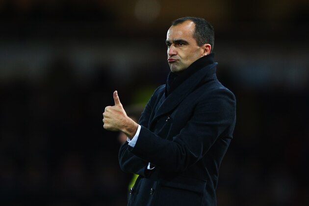 LONDON, ENGLAND - JANUARY 13: Roberto Martinez manager of Everton gives a thumbs up during the FA Cup Third Round Replay match between West Ham United and Everton at Boleyn Ground on January 13, 2015 in London, England. (Photo by Ian Walton/Getty Images) LONDON, ENGLAND - JANUARY 13: Roberto Martinez manager of Everton gives a thumbs up during the FA Cup Third Round Replay match between West Ham United and Everton at Boleyn Ground on January 13, 2015 in London, England. (Photo by Ian Walton/Getty Images)