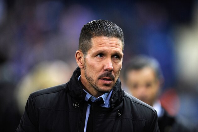 MADRID, SPAIN - NOVEMBER 26:  Head coach Diego Simeone of Club Atletico de Madrid looks on during the UEFA Champions League Group A match between Club Atletico de Madrid and Olympiacos FC at Vicente Calderon Stadium on November 26, 2014 in Madrid, Spain.  (Photo by Denis Doyle/Getty Images)