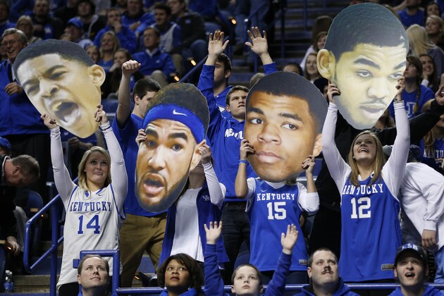 LEXINGTON, KY - JANUARY 13: Kentucky Wildcats fans cheer against the Missouri Tigers during the game at Rupp Arena on January 13, 2015 in Lexington, Kentucky. Kentucky defeated Missouri 86-37. (Photo by Joe Robbins/Getty Images)