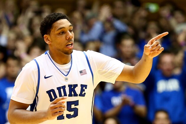 DURHAM, NC - DECEMBER 15:  Jahlil Okafor #15 of the Duke Blue Devils during their game at Cameron Indoor Stadium on December 15, 2014 in Durham, North Carolina.  (Photo by Streeter Lecka/Getty Images)