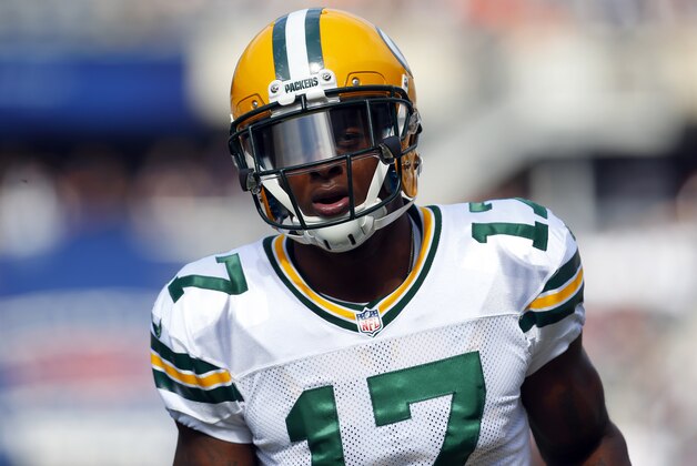 Green Bay Packers wide receiver Davante Adams (17) before his NFL game against the Chicago Bears at Soldier Field in Chicago on Sunday, Sept. 28, 2014. (Jeff Haynes/AP Images for Panini)