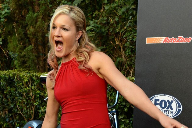 Sep 9, 2014; Los Angeles, CA, USA; Felice Herrig from Crystal Laker, IL arrives on the Red Carpet at Lure Nightclub for the premier of The Ultimate Fighter women in the newly formed women in the strawweight class. Mandatory Credit: Jayne Kamin-Oncea-USA TODAY Sports