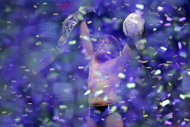IMAGE DISTRIBUTED FOR WWE - Daniel Bryan celebrates after winning the main event during Wrestlemania XXX at the Mercedes-Benz Super Dome in New Orleans on Sunday, April 6, 2014. (Jonathan Bachman/AP Images for WWE)