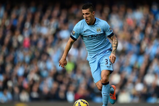 MANCHESTER, ENGLAND - NOVEMBER 02:  Stevan Jovetic of Manchester City in action during the Barclays Premier League match between Manchester City and Manchester United at Etihad Stadium on November 2, 2014 in Manchester, England.  (Photo by Laurence Griffiths/Getty Images)