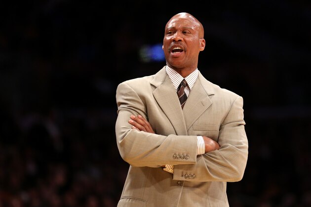 LOS ANGELES, CA - JANUARY 13:  Head coach Byron Scott of the Los Angeles Lakers shouts during the game against the Miami Heat at Staples Center on January 13, 2015 in Los Angeles, California. The Heat won 78-75.   NOTE TO USER: User expressly acknowledges and agrees that, by downloading and or using this photograph, User is consenting to the terms and conditions of the Getty Images License Agreement.  (Photo by Stephen Dunn/Getty Images)