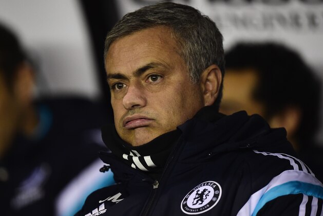 DERBY, ENGLAND - DECEMBER 16: Jose Mourinho, manager of Chelsea looks on during the Capital One Cup Quarter-Final match between Derby County and Chelsea at Pride Park Stadium on December 16, 2014 in Derby, England.  (Photo by Jamie McDonald/Getty Images)