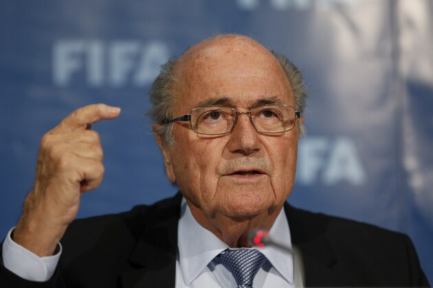 MARRAKECH, MOROCCO - DECEMBER 19: The FIFA President Joseph S Blatter talks to the media during a FIFA press conference at the Sofitel Marrekch on December 19, 2014 in Marrakech, Morocco.  (Photo by Steve Bardens/Getty Images)