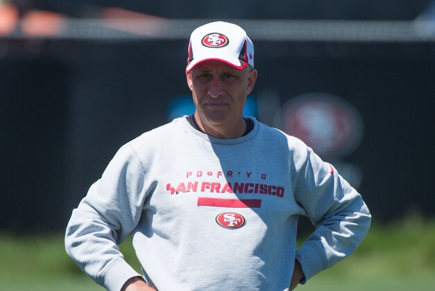 July 24, 2014; Santa Clara, CA, USA; San Francisco 49ers defensive coordinator Vic Fangio during training camp at the SAP Performance Facility. Mandatory Credit: Kyle Terada-USA TODAY Sports