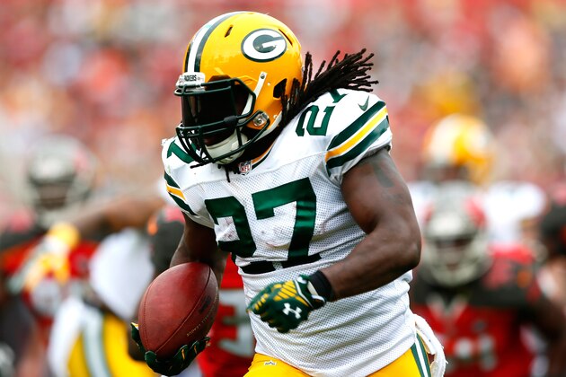 TAMPA, FL - DECEMBER 21: Eddie Lacy #27 of the Green Bay Packers rushes for a touchdown against the Tampa Bay Buccaneers at Raymond James Stadium on December 21, 2014 in Tampa, Florida. (Photo by Kevin C. Cox/Getty Images) TAMPA, FL - DECEMBER 21: Eddie Lacy #27 of the Green Bay Packers rushes for a touchdown against the Tampa Bay Buccaneers at Raymond James Stadium on December 21, 2014 in Tampa, Florida. (Photo by Kevin C. Cox/Getty Images)
