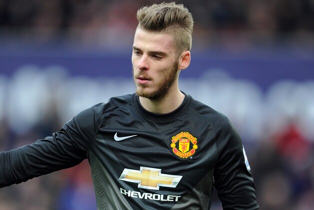Manchester United's David De Gea during their English Premier League soccer match against Stoke City at the Britannia Stadium in Stoke on Trent, England, Thursday Jan. 1, 2015. (AP Photo/Clint Hughes)