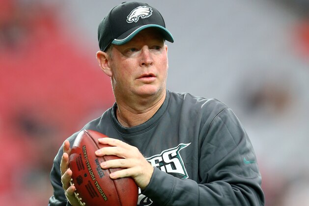 Oct 26, 2014; Glendale, AZ, USA; Philadelphia Eagles quarterbacks coach Bill Musgrave against the Arizona Cardinals at University of Phoenix Stadium. The Cardinals defeated the Eagles 24-20. Mandatory Credit: Mark J. Rebilas-USA TODAY Sports Oct 26, 2014; Glendale, AZ, USA; Philadelphia Eagles quarterbacks coach Bill Musgrave against the Arizona Cardinals at University of Phoenix Stadium. The Cardinals defeated the Eagles 24-20. Mandatory Credit: Mark J. Rebilas-USA TODAY Sports