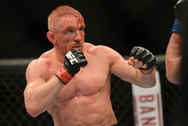Dec 28, 2013; Las Vegas, NV, USA;    Dennis Siver during his UFC Featherweight Bout against Manvel Gamburyan (not pictured) at the MGM Grand Garden Arena. Siver won the fight.  Mandatory Credit: Jayne Kamin-Oncea-USA TODAY Sports