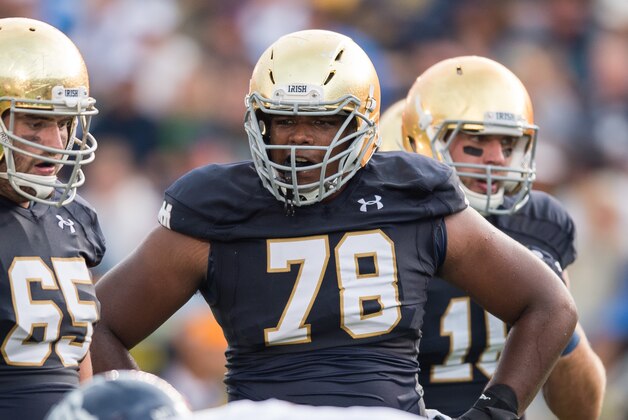 Aug 30, 2014; South Bend, IN, USA; Notre Dame Fighting Irish offensive lineman Ronnie Stanley (78) waits between plays during the game agains the Rice Owls at Notre Dame Stadium. Notre Dame won 48-17. Mandatory Credit: Matt Cashore-USA TODAY Sports
