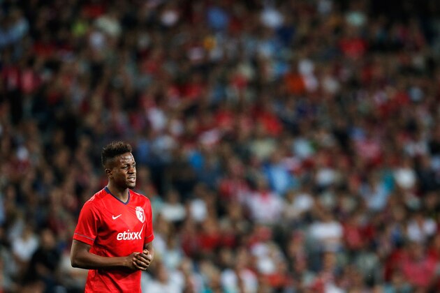LILLE, FRANCE - AUGUST 05:  Divock Origi of Lille looks on during the UEFA Champions League third qualifying round 2nd leg match between LOSC Lille and Grasshopper Club Zurich at the Stade Pierre-Mauroy on August 5, 2014 in Lille, France.  (Photo by Dean Mouhtaropoulos/Getty Images)