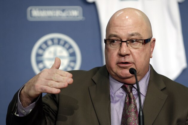 New Seattle Mariners general manager Jack Zduriencik speaks at a news conference introducing Lloyd McClendon Thursday, Nov. 7, 2013, in Seattle. McClendon spent eight patient seasons as a coach waiting for another opportunity to be a major league manager after his stint in Pittsburgh. The Mariners are giving McClendon that chance and formally introduced him on Thursday as their new manager. (AP Photo/Elaine Thompson)