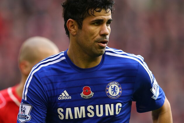 LIVERPOOL, ENGLAND - NOVEMBER 08:  Diego Costa of Chelsea looks on during the Barclays Premier League match between Liverpool and Chelsea at Anfield on November 8, 2014 in Liverpool, England.  (Photo by Alex Livesey/Getty Images)