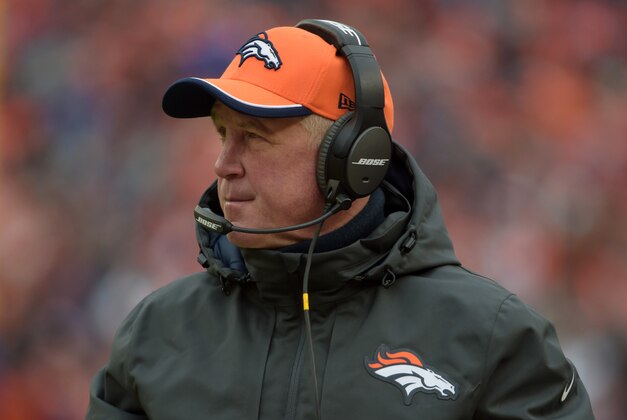 Jan 11, 2015; Denver, CO, USA; Denver Broncos coach John Fox reacts during the NFL divisional playoff game against the Indianapolis Colts at Sports Authority Field at Mile High Stadium. Mandatory Credit: Kirby Lee-USA TODAY Sports Jan 11, 2015; Denver, CO, USA; Denver Broncos coach John Fox reacts during the NFL divisional playoff game against the Indianapolis Colts at Sports Authority Field at Mile High Stadium. Mandatory Credit: Kirby Lee-USA TODAY Sports