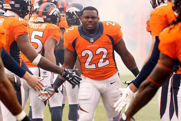 DENVER, CO - JANUARY 11:  C.J. Anderson #22 of the Denver Broncos runs onto the field during player introductions before a 2015 AFC Divisional Playoff game against the Indianapolis Colts at Sports Authority Field at Mile High on January 11, 2015 in Denver, Colorado.  (Photo by Ezra Shaw/Getty Images)