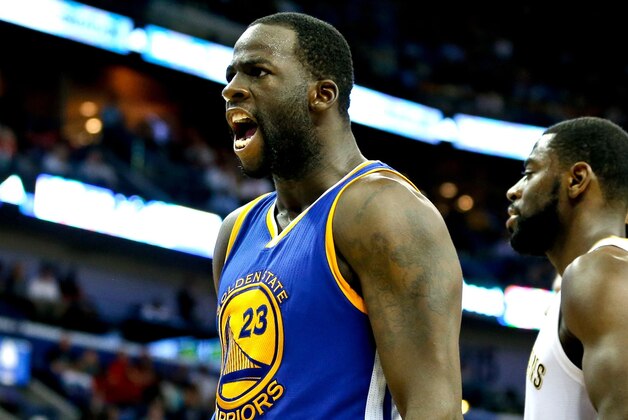 Dec 14, 2014; New Orleans, LA, USA; Golden State Warriors forward Draymond Green (23) reacts after scoring in overtime of a game against the New Orleans Pelicans at the Smoothie King Center. The Warriors defeated the Pelicans 128-122 in overtime.  Mandatory Credit: Derick E. Hingle-USA TODAY Sports