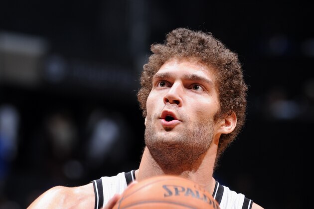 BROOKLYN, NY - FEBRUARY 5:  Brook Lopez #11 of the Brooklyn Nets shoots a free throw against the Los Angeles Lakers on February 5, 2013 at the Barclays Center in the Brooklyn borough of New York City.  NOTE TO USER: User expressly acknowledges and agrees that, by downloading and or using this photograph, User is consenting to the terms and conditions of the Getty Images License Agreement. Mandatory Copyright Notice: Copyright 2013 NBAE  (Photo by Andrew D. Bernstein/NBAE via Getty Images)