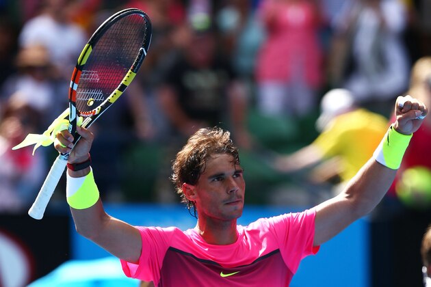 MELBOURNE, AUSTRALIA - JANUARY 19: Rafael Nadal of Spain celebrates winning his first round match against Mikhail Youzhny of Russia during day one of the 2015 Australian Open at Melbourne Park on January 19, 2015 in Melbourne, Australia. (Photo by Ryan Pierse/Getty Images) MELBOURNE, AUSTRALIA - JANUARY 19: Rafael Nadal of Spain celebrates winning his first round match against Mikhail Youzhny of Russia during day one of the 2015 Australian Open at Melbourne Park on January 19, 2015 in Melbourne, Australia. (Photo by Ryan Pierse/Getty Images)