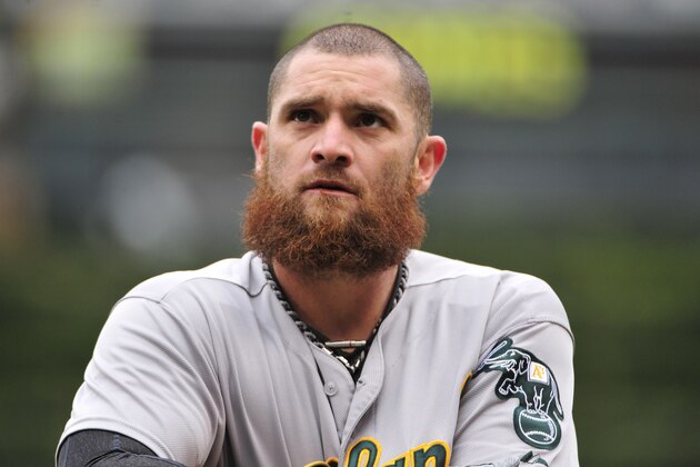 CHICAGO, IL - SEPTEMBER 11: Jonny Gomes #15 of the Oakland Athletics plays against the Chicago White Sox on September 11,  2014 at U.S. Cellular Field in Chicago, Illinois.  (Photo by David Banks/Getty Images)