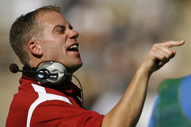 Stanford assistant coach D.J. Durkin against UCLA during an NCAA college football game on Saturday, Oct. 18, 2008 in Pasadena, Calif. UCLA won 23-20. (AP Photo/Danny Moloshok)