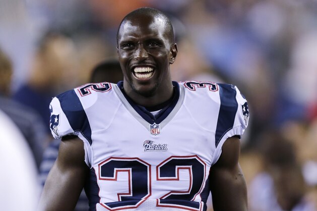 New England Patriots free safety Devin McCourty (32) on the sidelines in the second half of an NFL preseason football game Friday, Aug. 22, 2014, in Foxborough, Mass. (AP Photo/Charles Krupa)