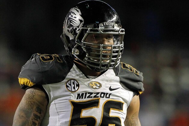 Oct 18, 2014; Gainesville, FL, USA; Missouri Tigers defensive lineman Shane Ray (56) against the Florida Gators during the second half at Ben Hill Griffin Stadium. Missouri Tigers defeated the Florida Gators 42-13. Mandatory Credit: Kim Klement-USA TODAY Sports