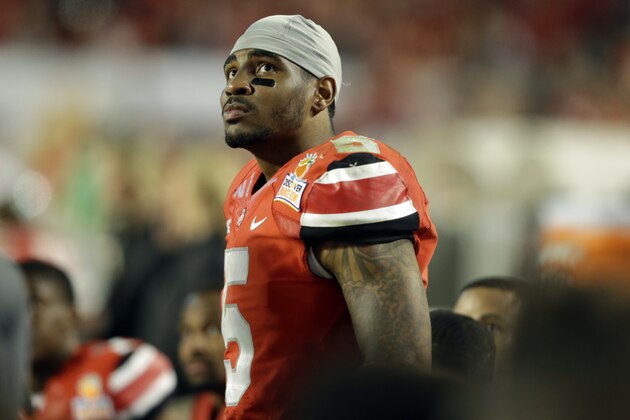 Ohio State quarterback Braxton Miller (5) watches from the sideline during the second half of the Orange Bowl NCAA college football game, Friday, Jan. 3, 2014, in Miami Gardens, Fla. Clemson defeated Ohio State 40-35. (AP Photo/Wilfredo Lee) Ohio State quarterback Braxton Miller (5) watches from the sideline during the second half of the Orange Bowl NCAA college football game, Friday, Jan. 3, 2014, in Miami Gardens, Fla. Clemson defeated Ohio State 40-35. (AP Photo/Wilfredo Lee)