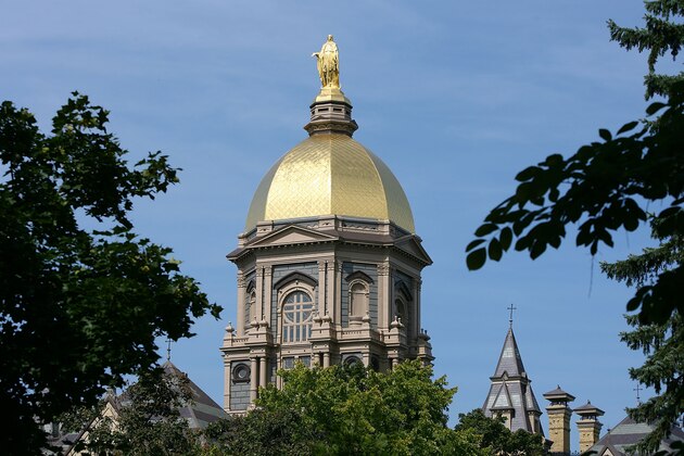 SOUTH BEND, IN - SEPTEMBER 19: A general view of the 'Golden Dome' on the campus of Notre Dame University before a game between the Notre Dame Fighting Irish and the Michigan State Spartans on September 19, 2009 at Notre Dame Stadium in South Bend, Indiana. (Photo by Jonathan Daniel/Getty Images)