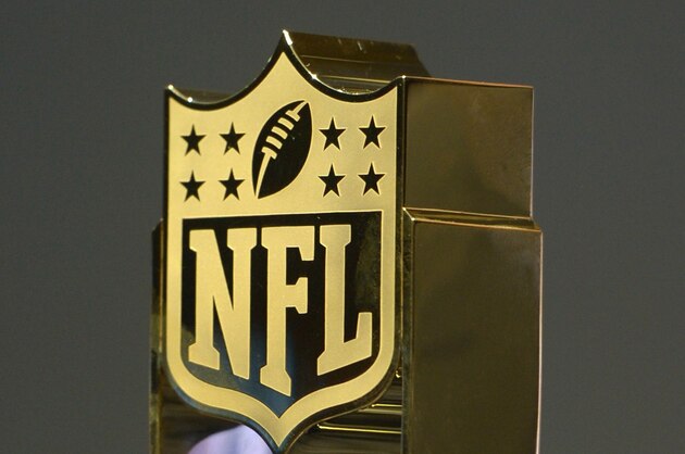 Feb 1, 2014; New York, NY, USA; General view of NFL shield logo trophy at the 3rd NFL Honors at Radio City Music Hall. Mandatory Credit: Kirby Lee-USA TODAY Sports