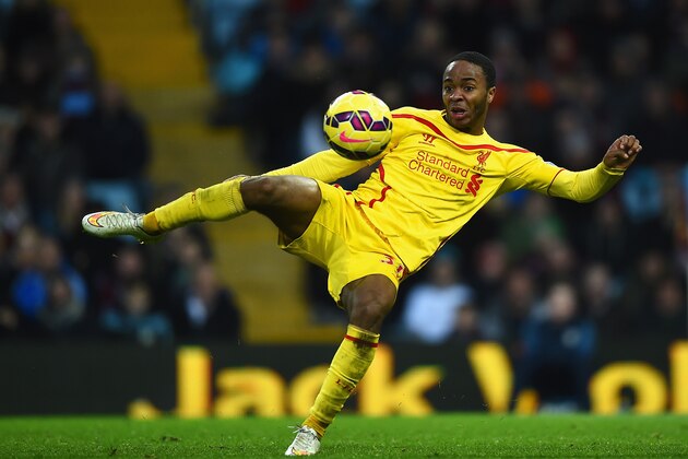 BIRMINGHAM, ENGLAND - JANUARY 17:  Raheem Sterling of Liverpool on the ball during the Barclays Premier League match between Aston Villa and Liverpool at Villa Park on January 17, 2015 in Birmingham, England.  (Photo by Laurence Griffiths/Getty Images)