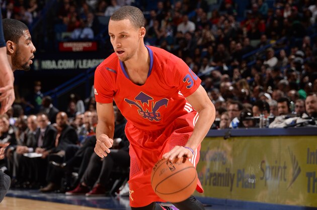 NEW ORLEANS, LA - FEBRUARY 16:  Stephen Curry #30 of the Western Conference handles the ball against the Eastern Conference during the 2014 NBA All-Star Game as part of the 2014 All-Star Weekend at Smoothie King Center on February 16, 2014 in New Orleans, Louisiana. NOTE TO USER: User expressly acknowledges and agrees that, by downloading and/or using this photograph, user is consenting to the terms and conditions of the Getty Images License Agreement.  Mandatory Copyright Notice: Copyright 2014 NBAE (Photo by Andrew D. Bernstein/NBAE via Getty Images)