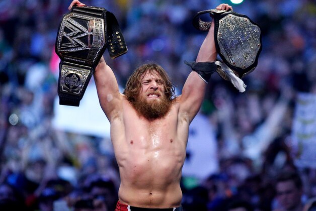 IMAGE DISTRIBUTED FOR WWE - Daniel Bryan celebrates after winning the main event during Wrestlemania XXX at the Mercedes-Benz Super Dome in New Orleans on Sunday, April 6, 2014. (Jonathan Bachman/AP Images for WWE)