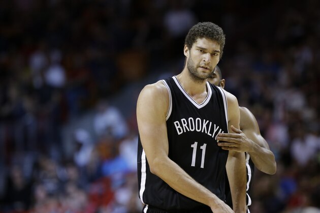 Brooklyn Nets center Brook Lopez walks onto the court during the second half of an NBA basketball game against the Miami Heat, Sunday, Jan. 4, 2015, in Miami. The Heat defeated the Nets 88-84. (AP Photo/Lynne Sladky) Brooklyn Nets center Brook Lopez walks onto the court during the second half of an NBA basketball game against the Miami Heat, Sunday, Jan. 4, 2015, in Miami. The Heat defeated the Nets 88-84. (AP Photo/Lynne Sladky)