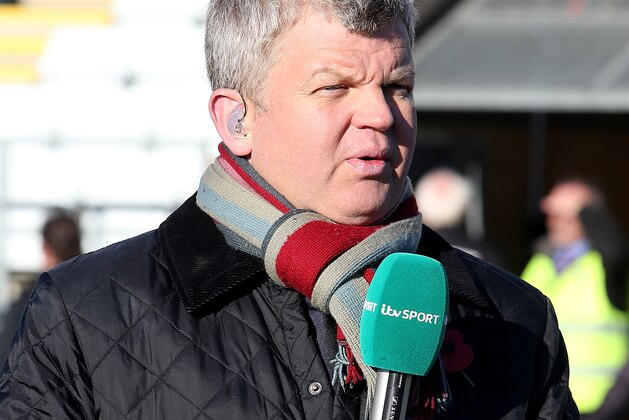 BISHOP'S STORTFORD, ENGLAND - NOVEMBER 10: ITV's Adrian Chiles before the FA Cup with Budweiser match between Bishop's Stortford and Northampton Town at ProKit UK Stadium on November 10, 2013 in Bishop's Stortford, England.  (Photo by Pete Norton/Getty Images)