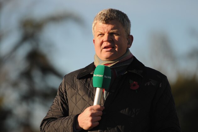 BISHOP'S STORTFORD, ENGLAND - NOVEMBER 10:  ITV's Adrian Chiles before the FA Cup First Round match between Bishop's Storford and Northampton Town ProKit UK stadium on November 10, 2013 in Bishop's Stortford, England.  (Photo by Shaun Botterill/Getty Images)