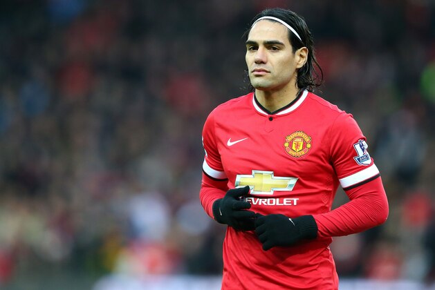 MANCHESTER, ENGLAND - DECEMBER 26:  Radamel Falcao of Manchester United looks on prior to the Barclays Premier League match between Manchester United and Newcastle United at Old Trafford on December 26, 2014 in Manchester, England.  (Photo by Alex Livesey/Getty Images)
