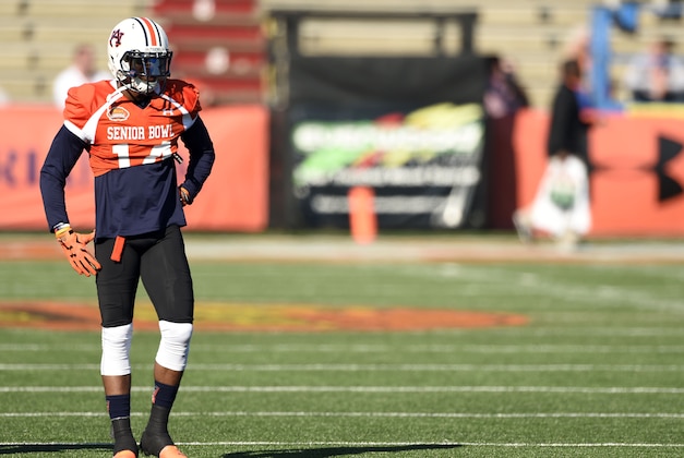 Jan 21, 2015; Mobile, AL, USA; South squad defensive corner Nick Marshall of Auburn (14) during South squad Senior Bowl practice at Ladd-Peebles Stadium. Mandatory Credit: John David Mercer-USA TODAY Sports
