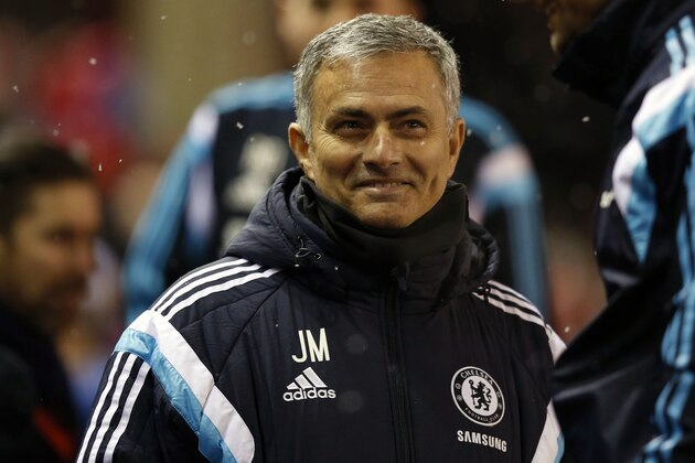 Chelsea's head coach Jose Mourinho smiles before the English League Cup semi-final first leg soccer match between Liverpool and Chelsea at Anfield Stadium, Liverpool, England, Tuesday Jan. 20, 2015. (AP Photo/Jon Super) Chelsea's head coach Jose Mourinho smiles before the English League Cup semi-final first leg soccer match between Liverpool and Chelsea at Anfield Stadium, Liverpool, England, Tuesday Jan. 20, 2015. (AP Photo/Jon Super)