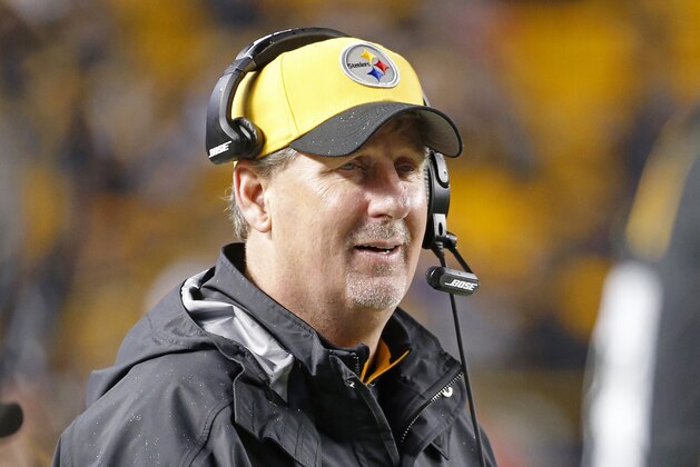 This Jan 3, 2015 file photo shows Pittsburgh Steelers linebackers coach Keith Butler stands on the sideline during an NFL wildcard playoff football game against the Baltimore Ravens, Saturday, Jan. 3, 2015, in Pittsburgh. Butler has been named the new defensive coordinator of the Pittsburgh Steelers, replacing Dick Lebeau who resigned after the season. (AP Photo/Gene J. Puskar,file)