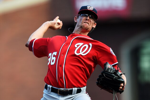 SAN FRANCISCO, CA - OCTOBER 06:  Tyler Clippard #36 of the Washington Nationals pitches in the eighth inning against the San Francisco Giants during Game Three of the National League Division Series at AT&T Park on October 6, 2014 in San Francisco, California.  (Photo by Thearon W. Henderson/Getty Images)