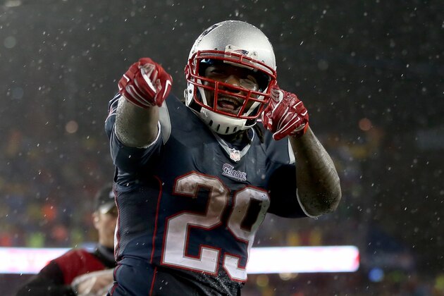 FOXBORO, MA - JANUARY 18: LeGarrette Blount #29 of the New England Patriots celebrates scoring a touchdown in the fourth quarter against the Indianapolis Colts of the 2015 AFC Championship Game at Gillette Stadium on January 18, 2015 in Foxboro, Massachusetts. (Photo by Jim Rogash/Getty Images) FOXBORO, MA - JANUARY 18: LeGarrette Blount #29 of the New England Patriots celebrates scoring a touchdown in the fourth quarter against the Indianapolis Colts of the 2015 AFC Championship Game at Gillette Stadium on January 18, 2015 in Foxboro, Massachusetts. (Photo by Jim Rogash/Getty Images)