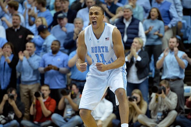 CHAPEL HILL, NC - JANUARY 10:  Brice Johnson #11 of the North Carolina Tar Heels reacts during a win against the Louisville Cardinals at the Dean Smith Center on January 10, 2015 in Chapel Hill, North Carolina. North Carolina won 72-71.  (Photo by Grant Halverson/Getty Images)