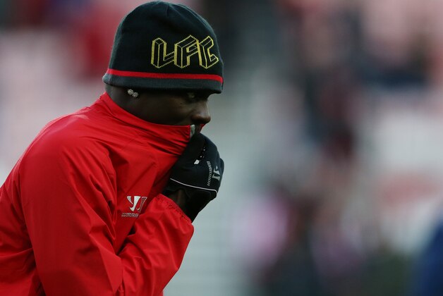 Liverpool's Mario Balotelli ahead of their English Premier League soccer match against Sunderland at the Stadium of Light, Sunderland, England, Saturday, Jan. 10, 2015. (AP Photo/Scott Heppell)