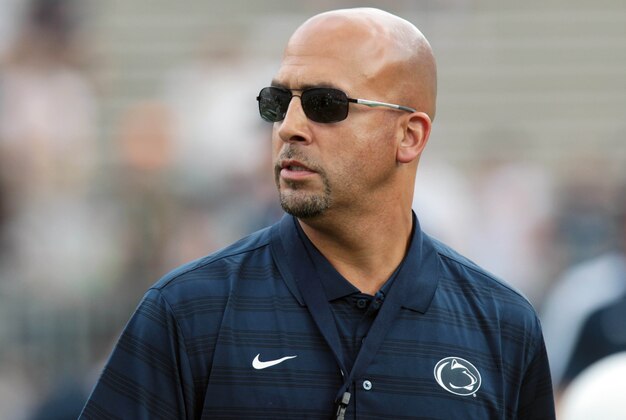 Sep 6, 2014; University Park, PA, USA; Penn State Nittany Lions James Franklin walks on the field prior to the game against the Akron Zips at Beaver Stadium. Penn State defeated Akron 21-3. Mandatory Credit: Matthew O'Haren-USA TODAY Sports